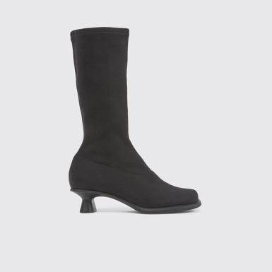 Side view of Dina Black TENCEL™ Lyocell high boots
