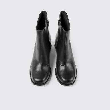 Overhead view of Kiara Black leather ankle boots