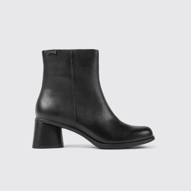 Side view of Kiara Black leather ankle boots