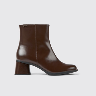 Side view of Kiara Brown leather ankle boots