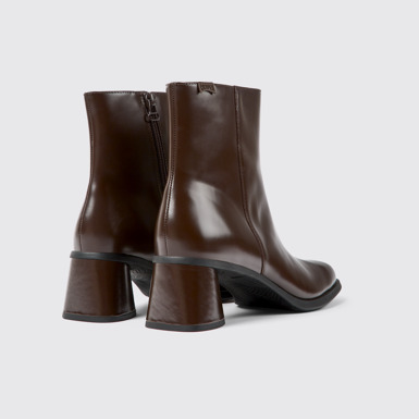 Back view of Kiara Brown leather ankle boots