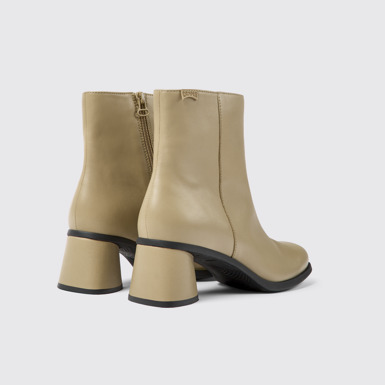 Back view of Kiara Beige leather ankle boots