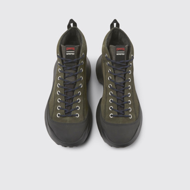 Overhead view of CRCLR Green nubuck and textile sneakers for women