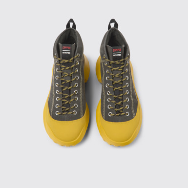 Overhead view of CRCLR Gray nubuck and textile sneakers for women