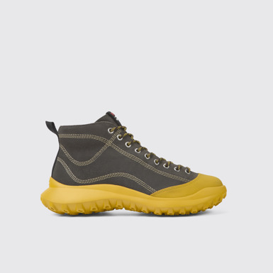 Side view of CRCLR Gray nubuck and textile sneakers for women