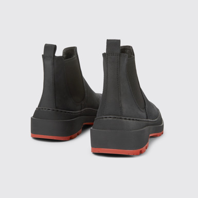 Back view of Brutus Trek Black nubuck ankle boots for women