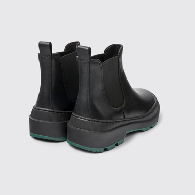 Back view of Brutus Trek Black leather ankle boots for women
