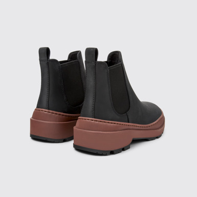 Back view of Brutus Trek Black nubuck ankle boots for women