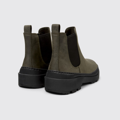 Back view of Brutus Trek Green nubuck ankle boots for women