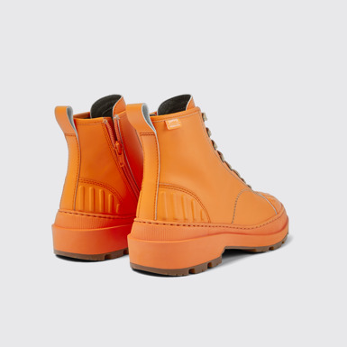 Back view of Brutus Trek Orange leather ankle boots for women
