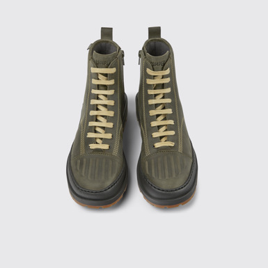 Overhead view of Brutus Trek Dark green nubuck ankle boots for women