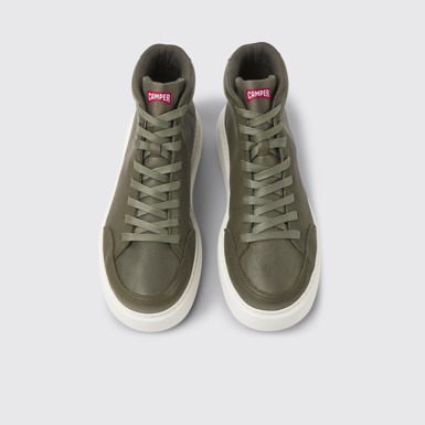 Overhead view of Runner K21 Green leather sneakers for women