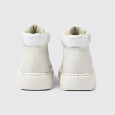 Back view of Runner K21 White Leather Mid Boots for Women.