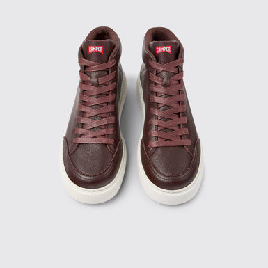 Overhead view of Runner K21 Burgundy leather sneakers for women