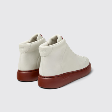 Back view of Runner K21 White non-dyed leather sneakers for women