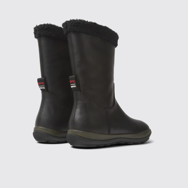 Back view of Peu Pista Black leather boots for women