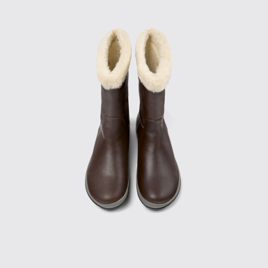 Overhead view of Peu Pista Brown leather boots for women