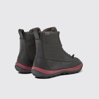 Back view of Peu Pista Gray recycled nylon and leather boots for women