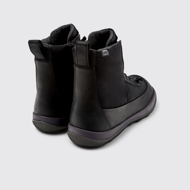 Back view of Peu Pista PrimaLoft® Black Textile and Leather Boots for Women
