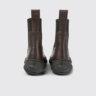 Back view of Ground Dark brown leather ankle boots for women