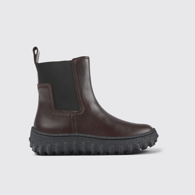 Ground Botines burdeos de piel para mujer