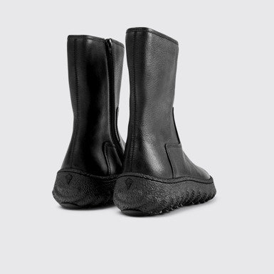Back view of Ground Black leather boots for women