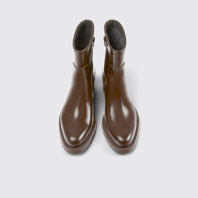 Overhead view of Bonnie Dark brown ankle boots for women