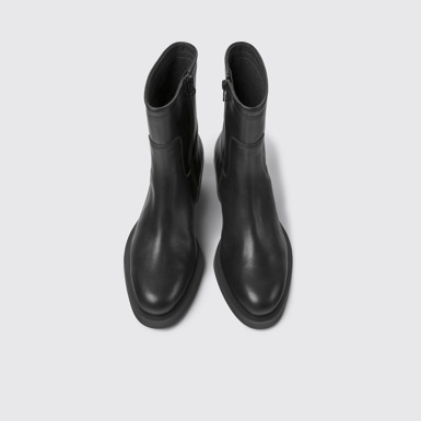 Overhead view of Bonnie Black leather boots for women