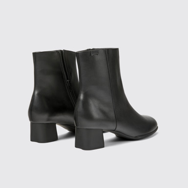 Back view of Katie Black Leather Mid Boots for Women.