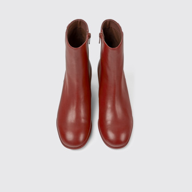 Overhead view of Katie Burgundy leather ankle boots