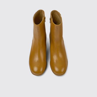 Overhead view of Katie Brown leather ankle boots