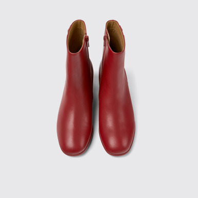 Overhead view of Katie Burgundy leather ankle boots for women