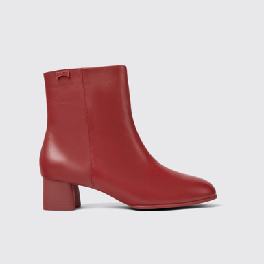 Side view of Katie Burgundy leather ankle boots for women