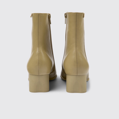 Back view of Katie Beige leather ankle boots for women