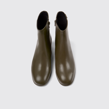 Overhead view of Katie Green leather ankle boots for women