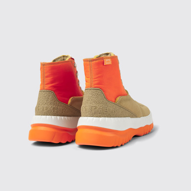 Back view of Teix Orange and beige ankle boots for women