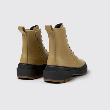 Back view of Brutus Trek Beige leather ankle boots for women
