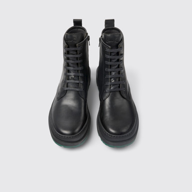 Overhead view of Brutus Trek Black leather boots for women