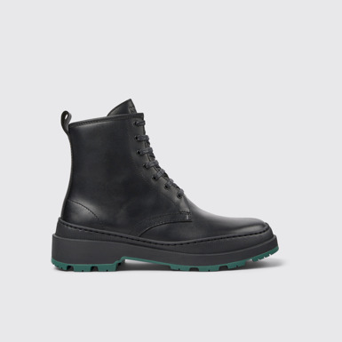 Side view of Brutus Trek Black leather boots for women