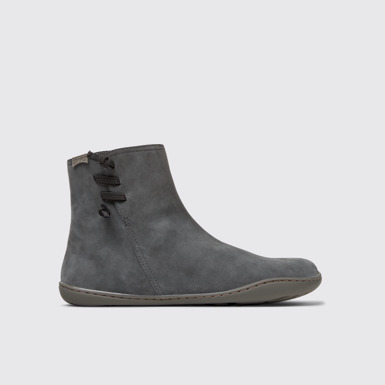 Side view of Peu Gray Nubuck Ankle Boots for Women.