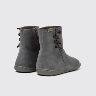 Back view of Peu Gray Nubuck Ankle Boots for Women.