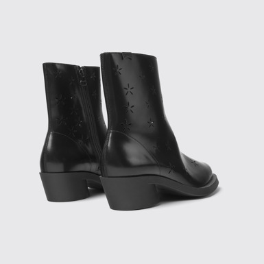 Back view of Bonnie Black leather boots for women