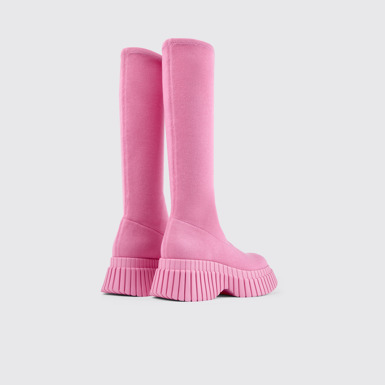 BCN Botas rosas de tejido para mujer