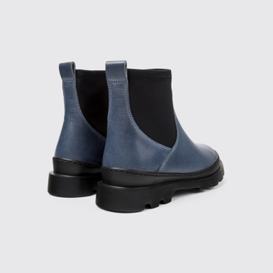 Back view of Brutus Gray leather and textile ankle boots for women