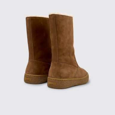 Back view of Peu Terreno Brown nubuck boots for women