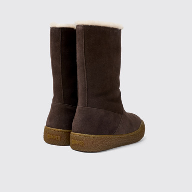 Back view of Peu Terreno Brown Nubuck Boots for Women