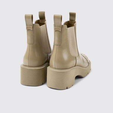 Back view of Milah Beige leather Chelsea boots for women