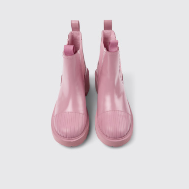 Overhead view of Milah Pink leather Chelsea boots for women
