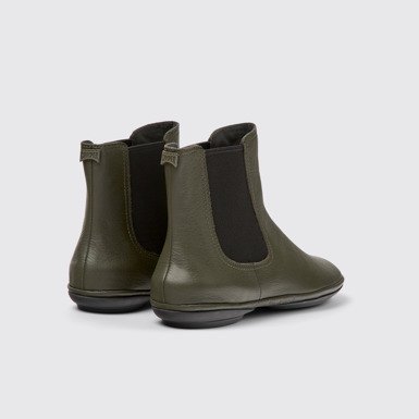 Back view of Right Green leather ankle boots