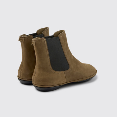 Back view of Right Brown nubuck ankle boots
